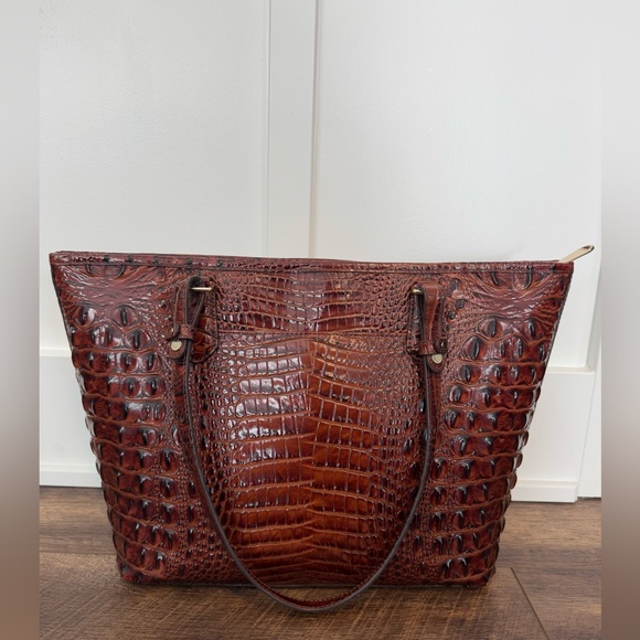 Brahmin Melbourne Asher Pecan Brown Leather Handbag Shoulder Bag Tote Purse - Picture 5 of 12